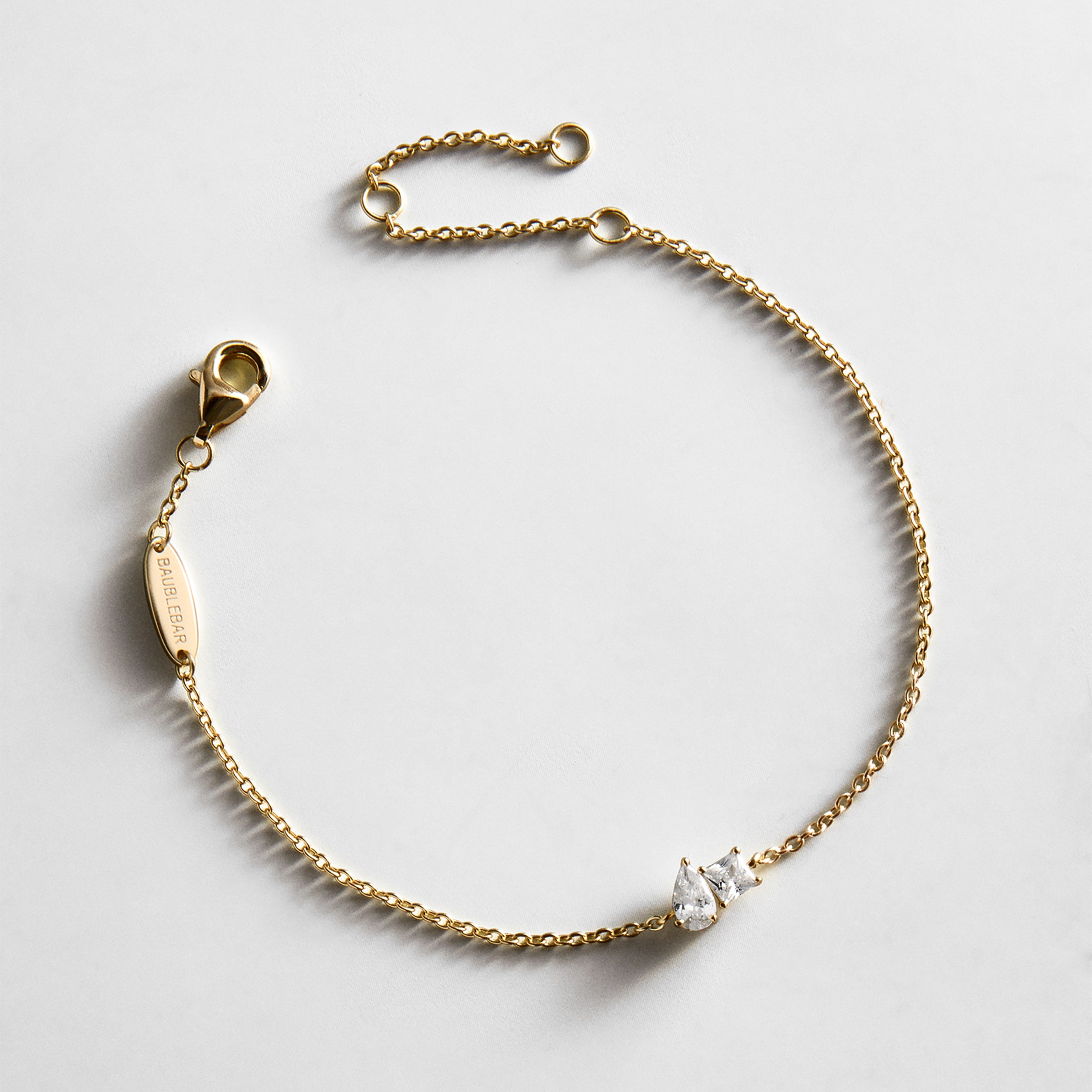 BaubleBar Eunice 14K Gold Crystal Bracelet - Toi et Moi Cut