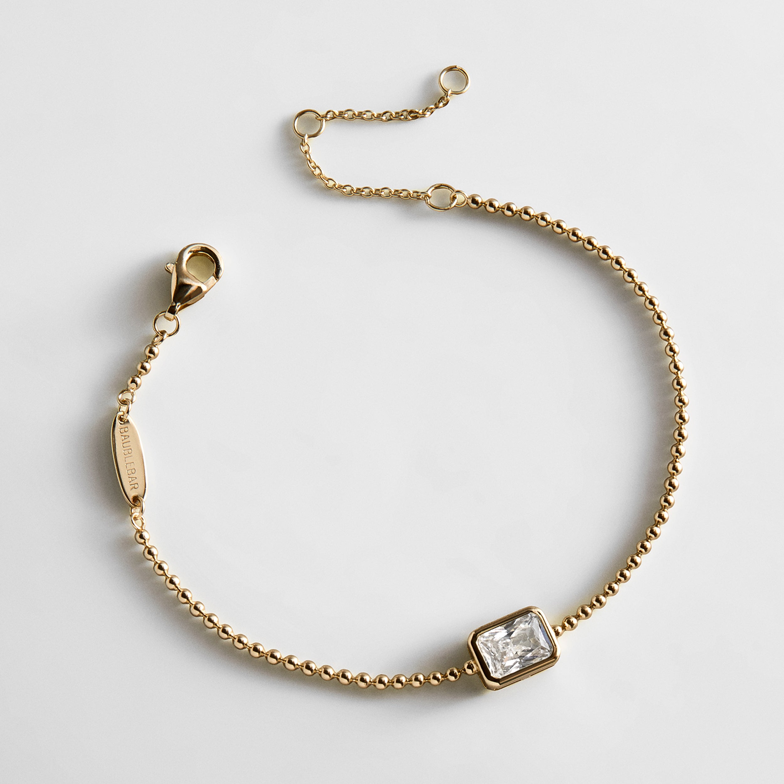 BaubleBar Eunice 14K Gold Crystal Bracelet - Rectangular Cut