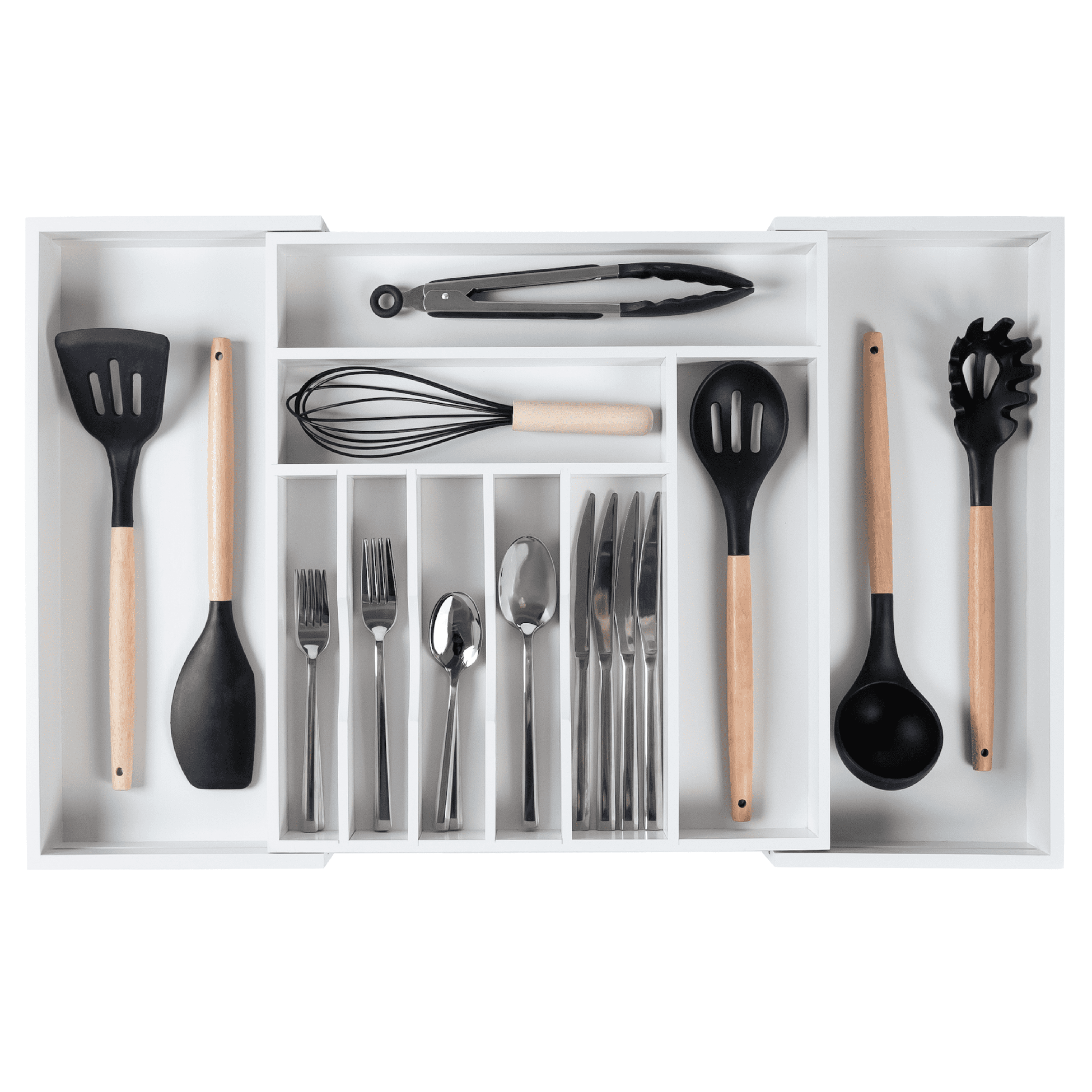 Case Elegance KitchenEdge Premium Silverware, Flatware and Utensil Organizer for Kitchen Drawers, Expand
