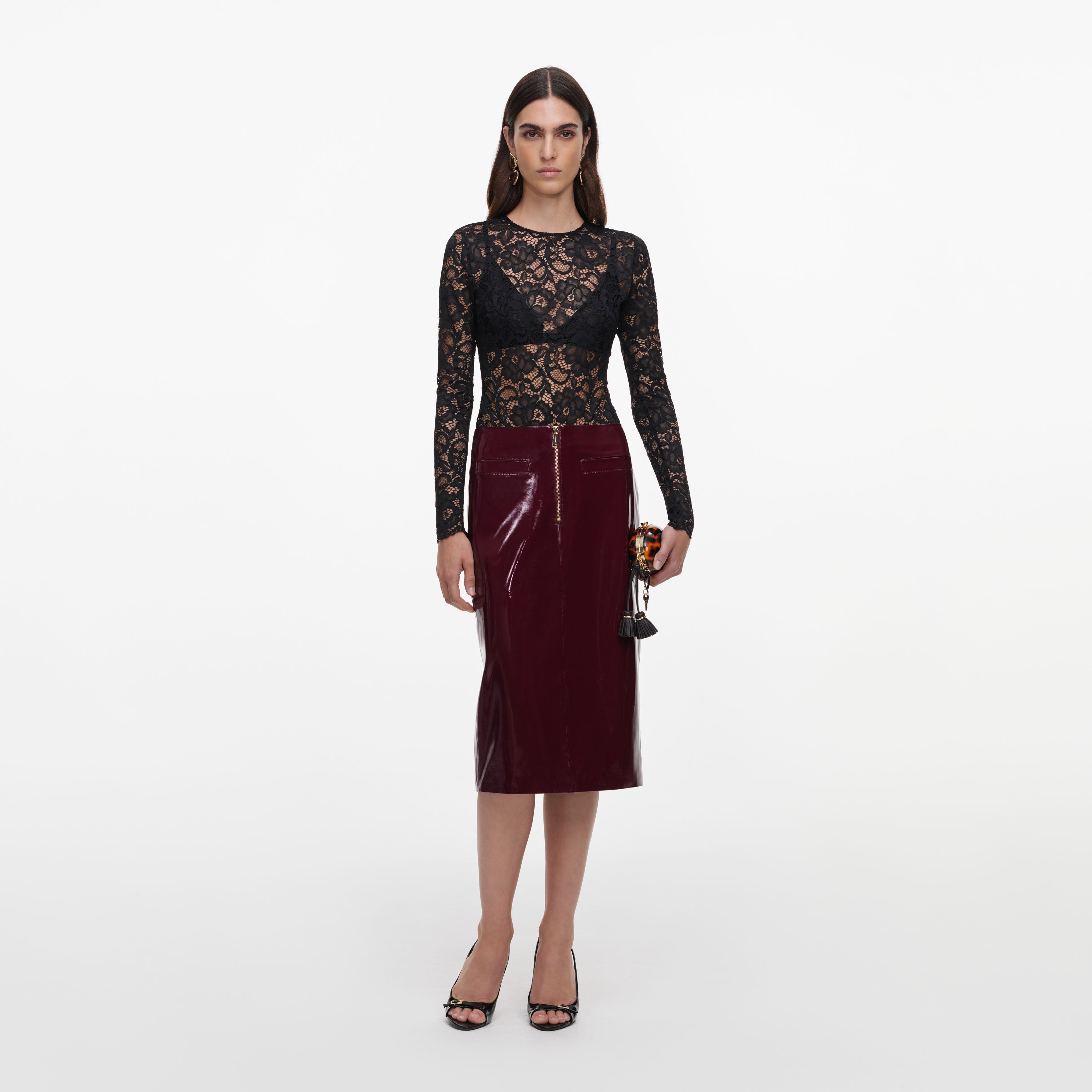 Self Portrait Purple Faux Leather Skirt