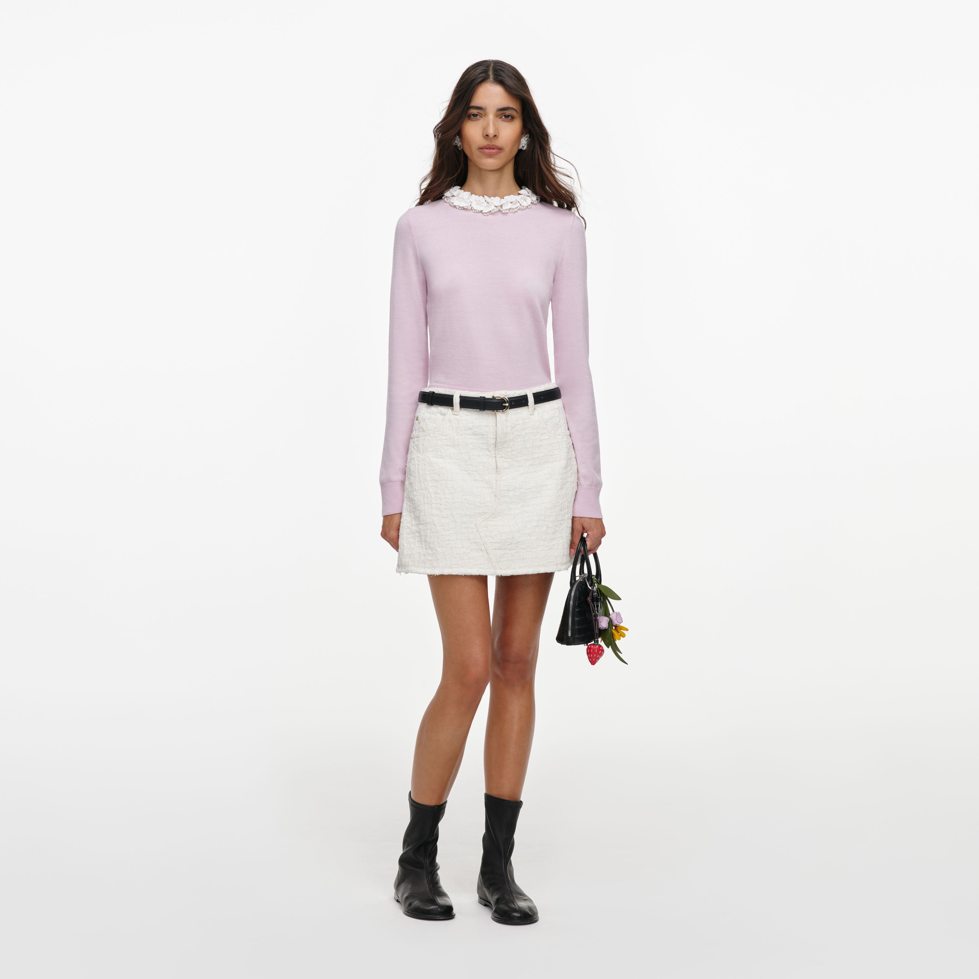 Self Portrait Pink Flower Light Knit Jumper