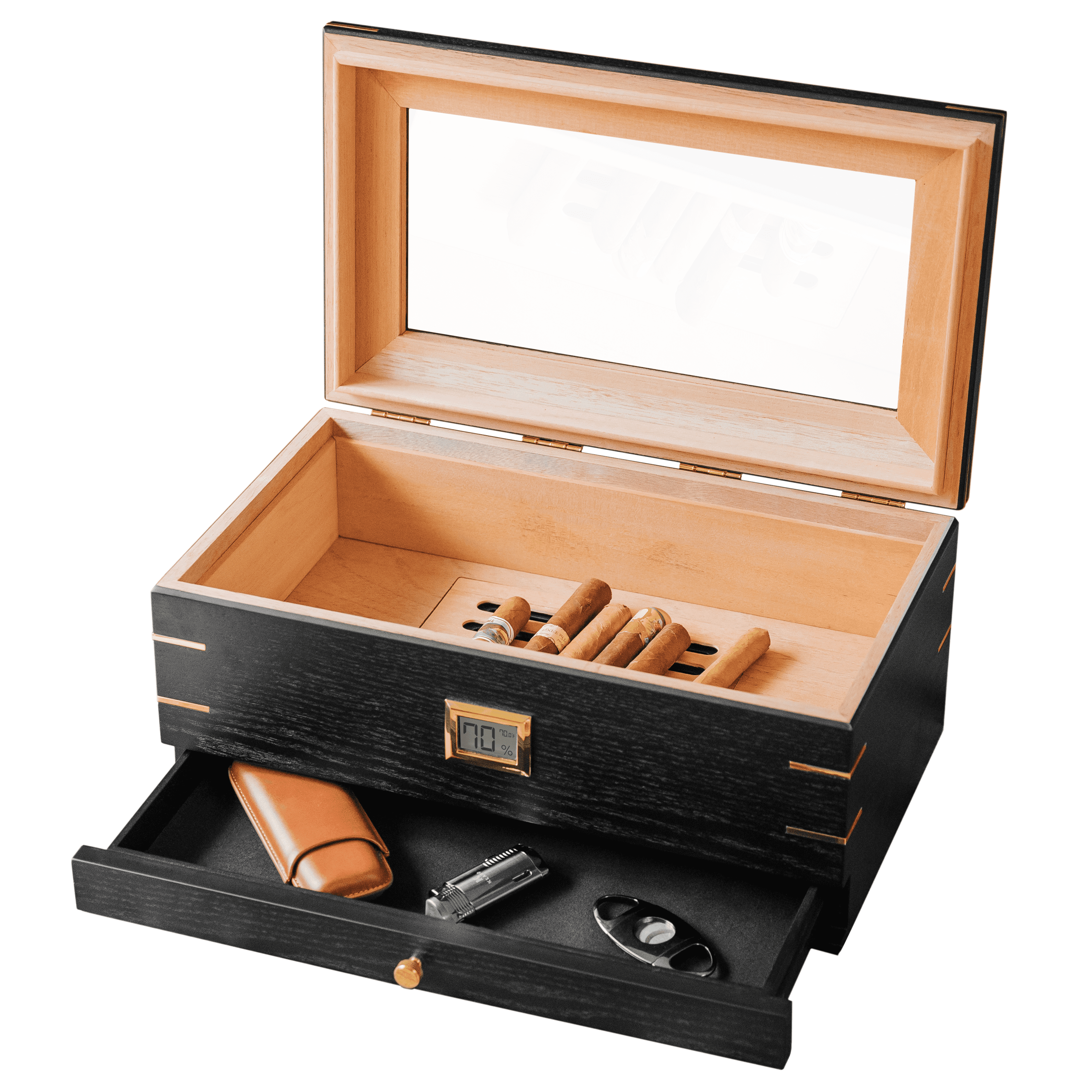 Case Elegance Royal Glass Top Humidor