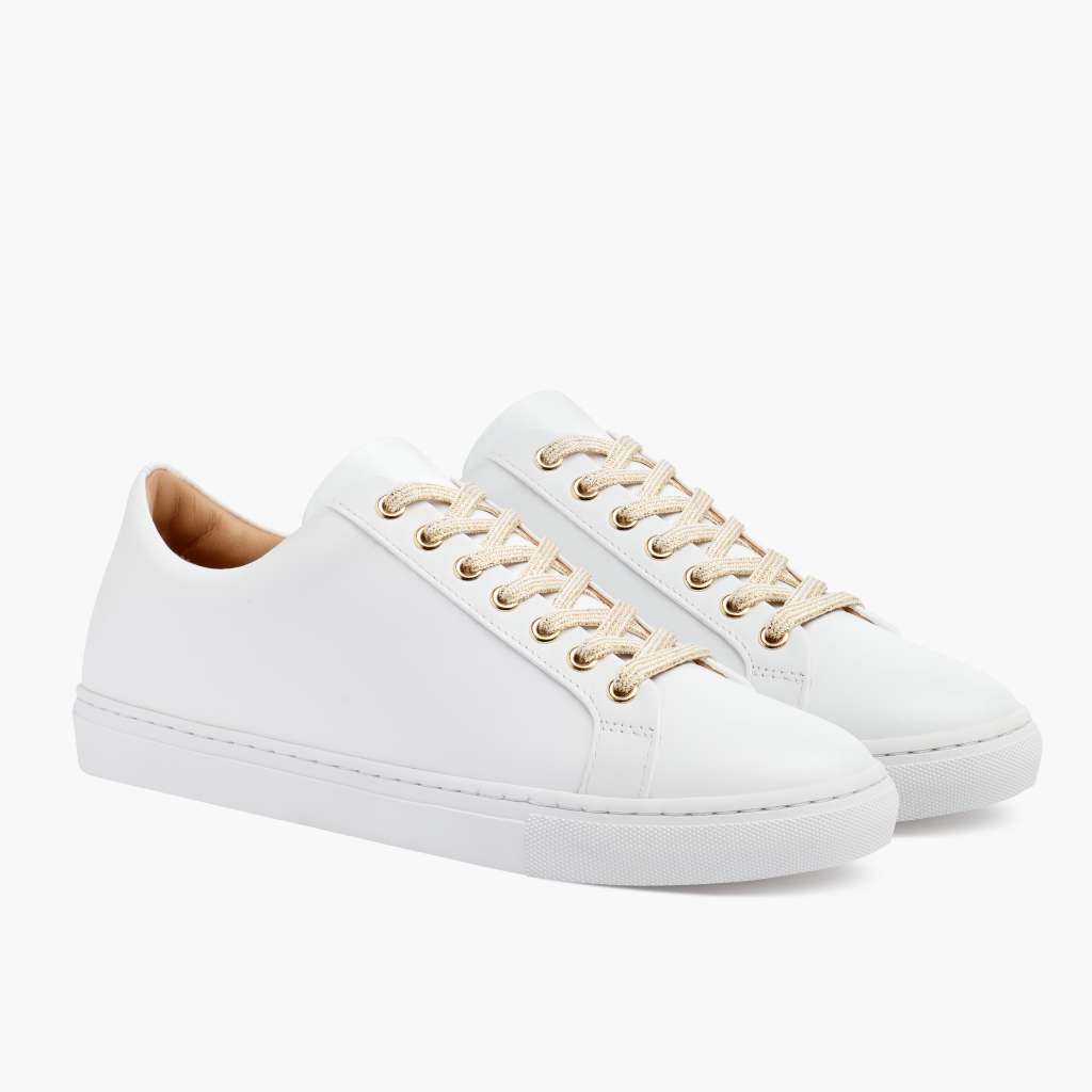 Thursdayboots Women's Premier Low Top | White & Gold