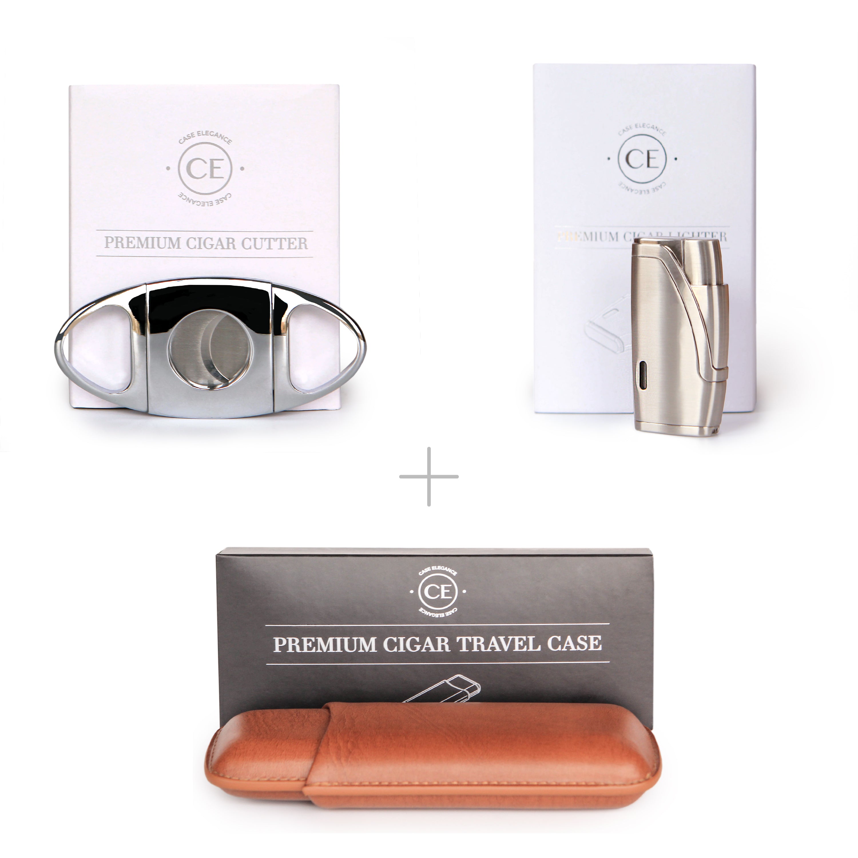 Case Elegance Klaro Accessory Bundle - Cigar Cutter, Torch Lighter and Travel Case