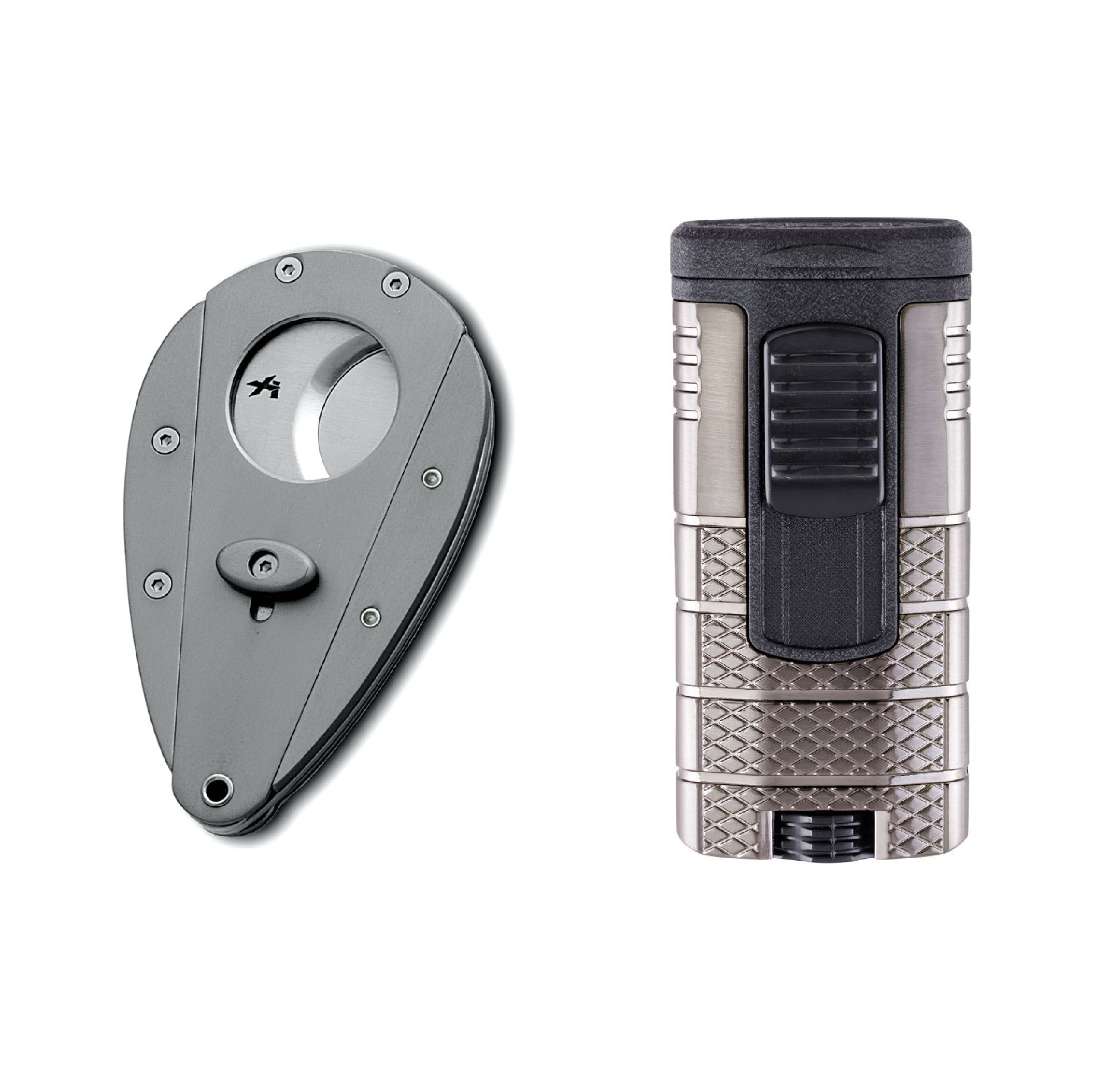 Case Elegance Xikar Tactical Bundle Pack - Titanium Combo - Cigar Case and Torch Lighter
