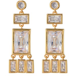 Luv AJ Baguette Shaker Statement Studs- Gold