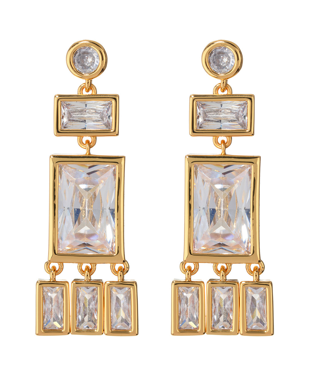 Luv AJ Baguette Shaker Statement Studs- Gold