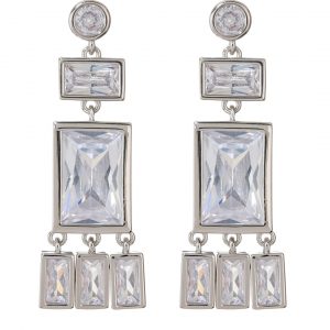 Luv AJ Baguette Shaker Statement Studs- Silver