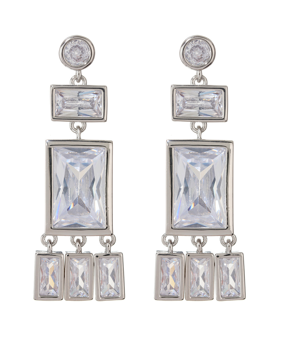 Luv AJ Baguette Shaker Statement Studs- Silver