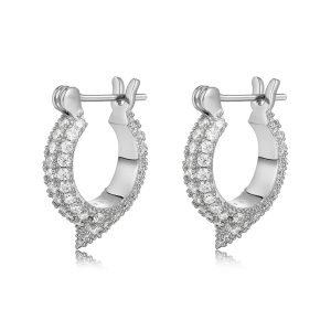 Luv AJ Pave Thorn Huggies- Silver