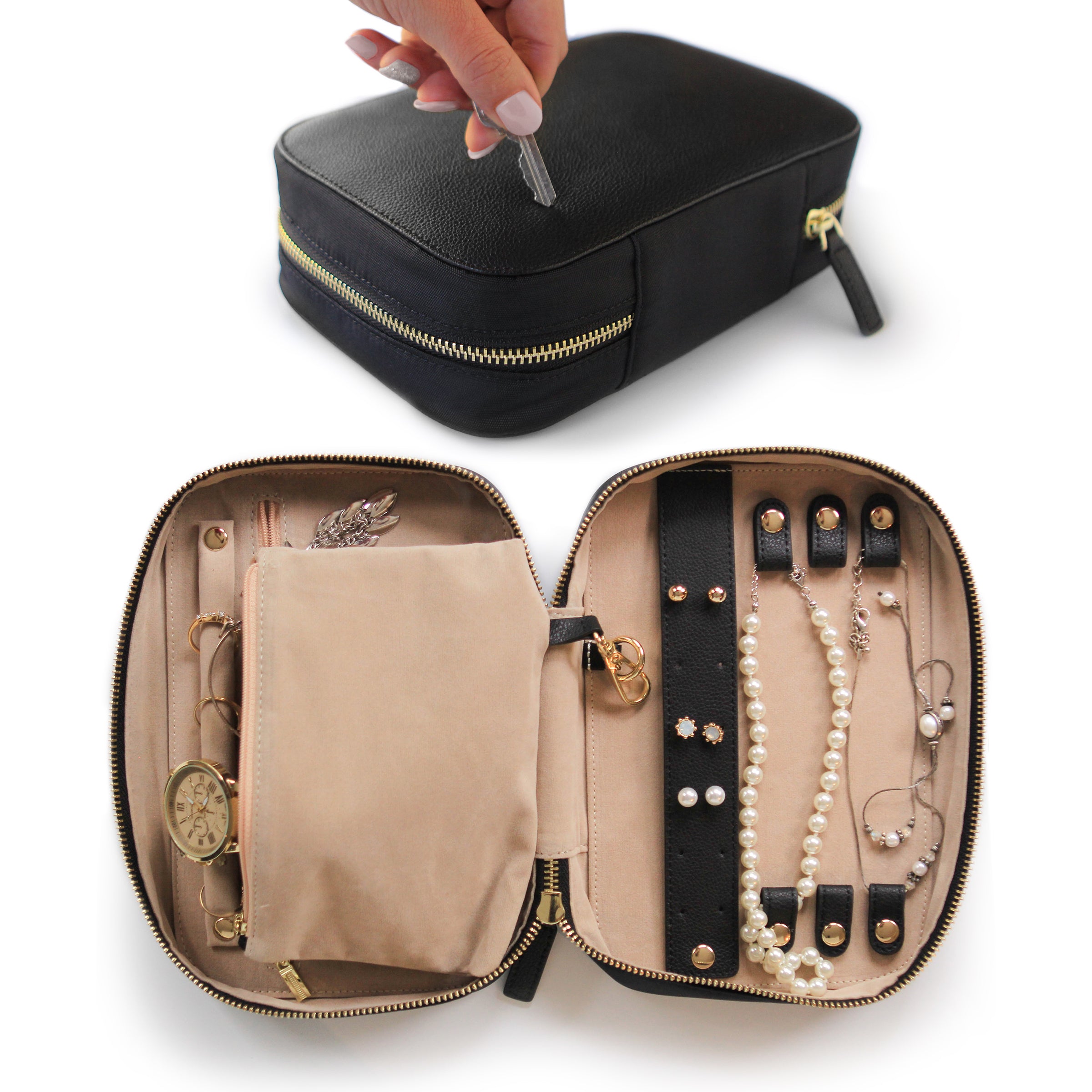 Case Elegance Large Travel Jewelry Organizer - Black
