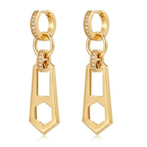Luv AJ Zipper Hoops- Gold