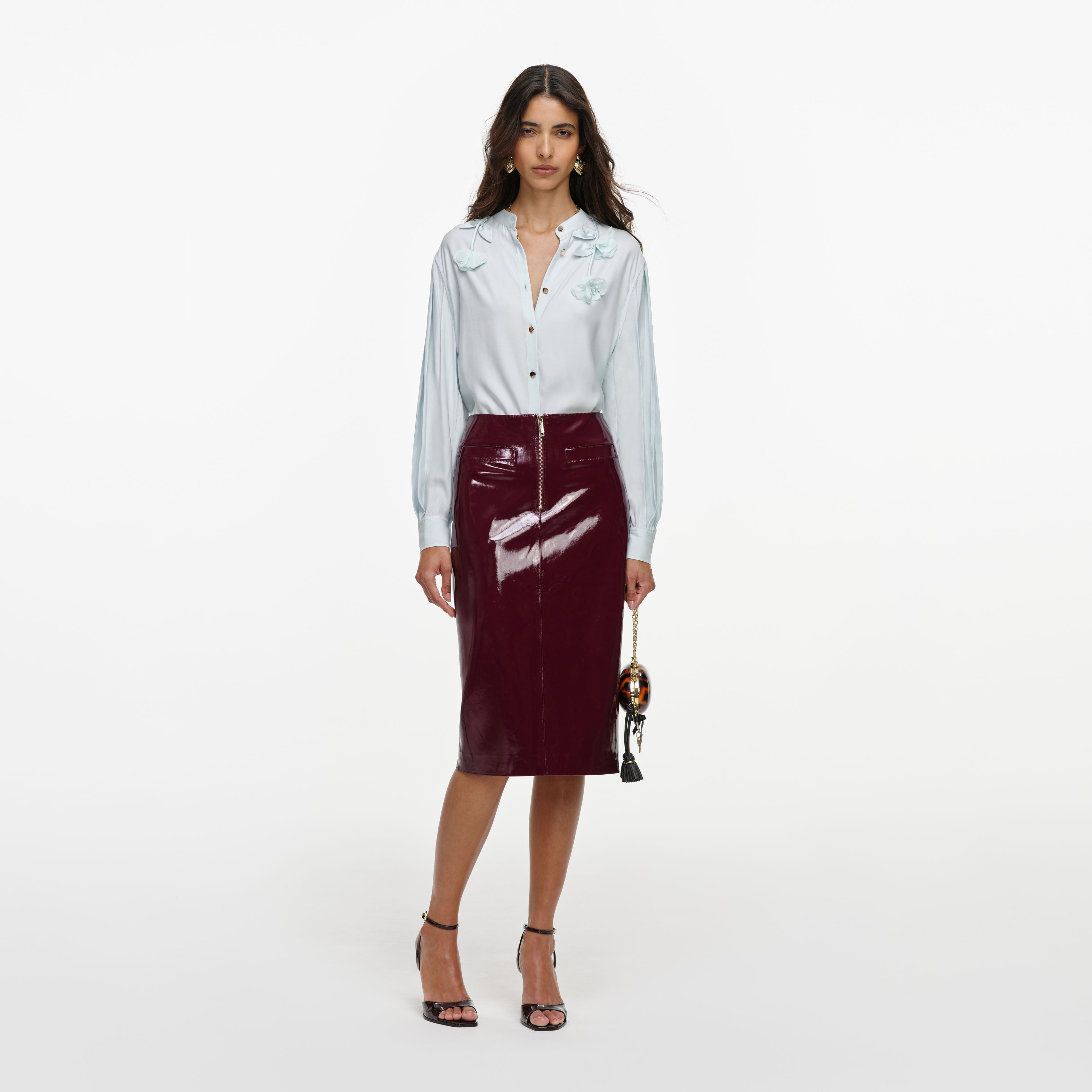Self Portrait Light Blue Viscose Blouse