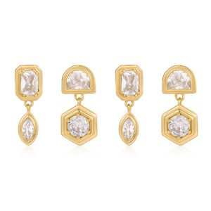 Luv AJ Stellar Bezel Studs Set- Gold