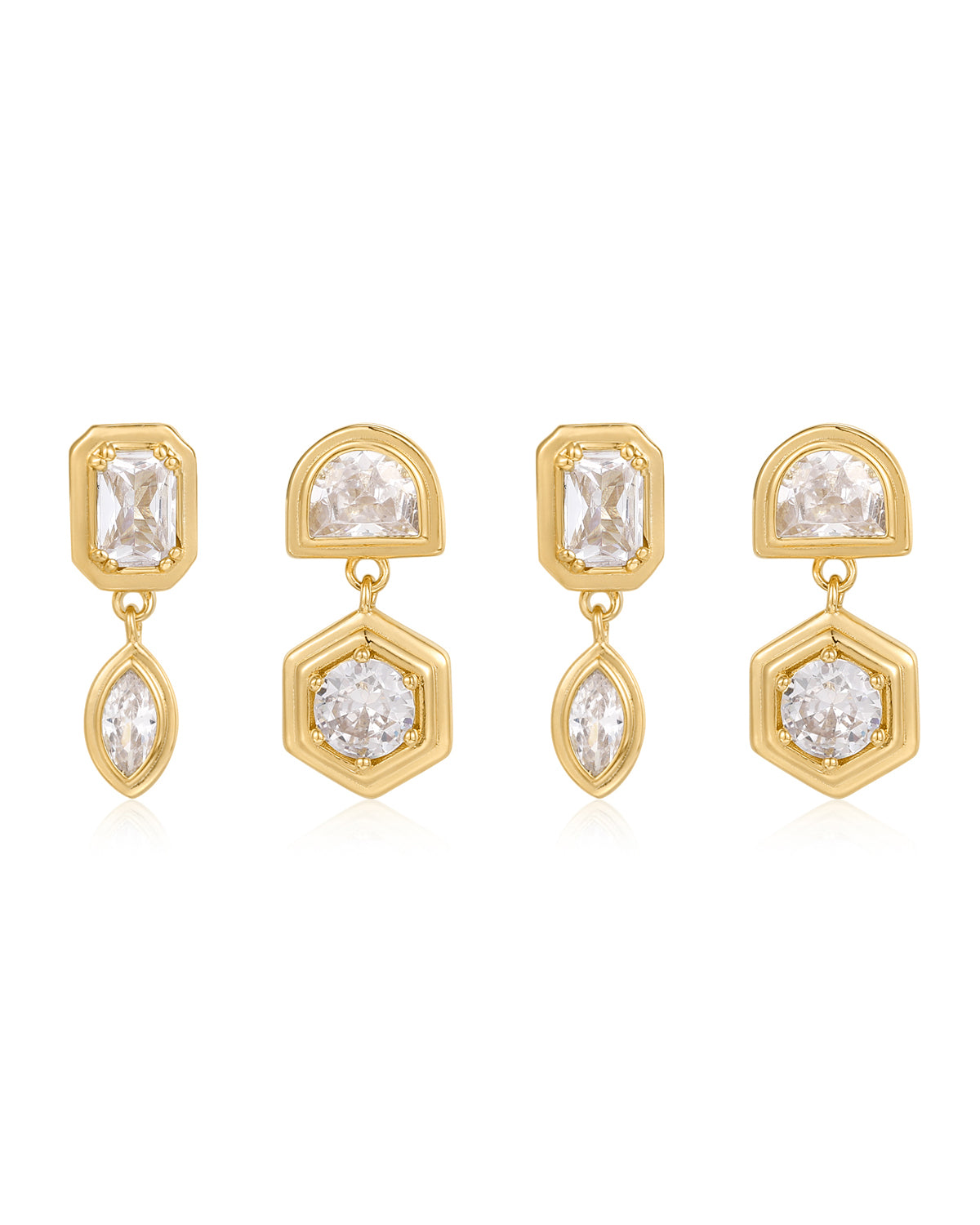 Luv AJ Stellar Bezel Studs Set- Gold