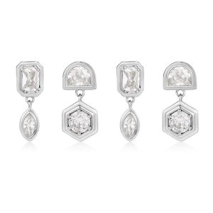 Luv AJ Stellar Bezel Studs Set- Silver