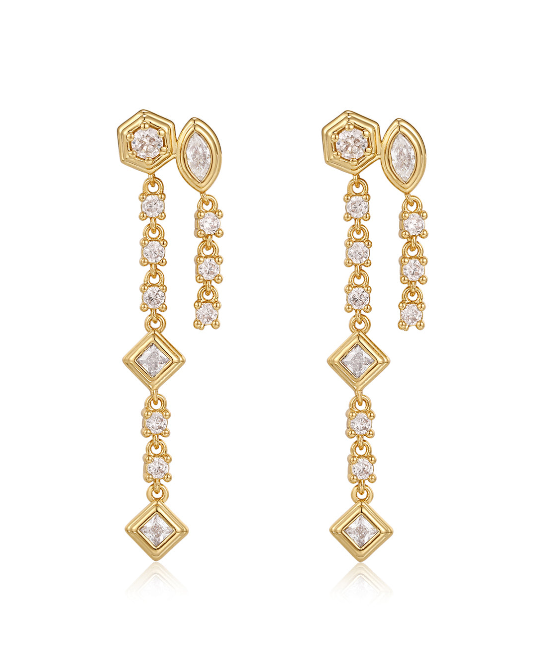 Luv AJ Stellar Bezel Double Studs- Gold
