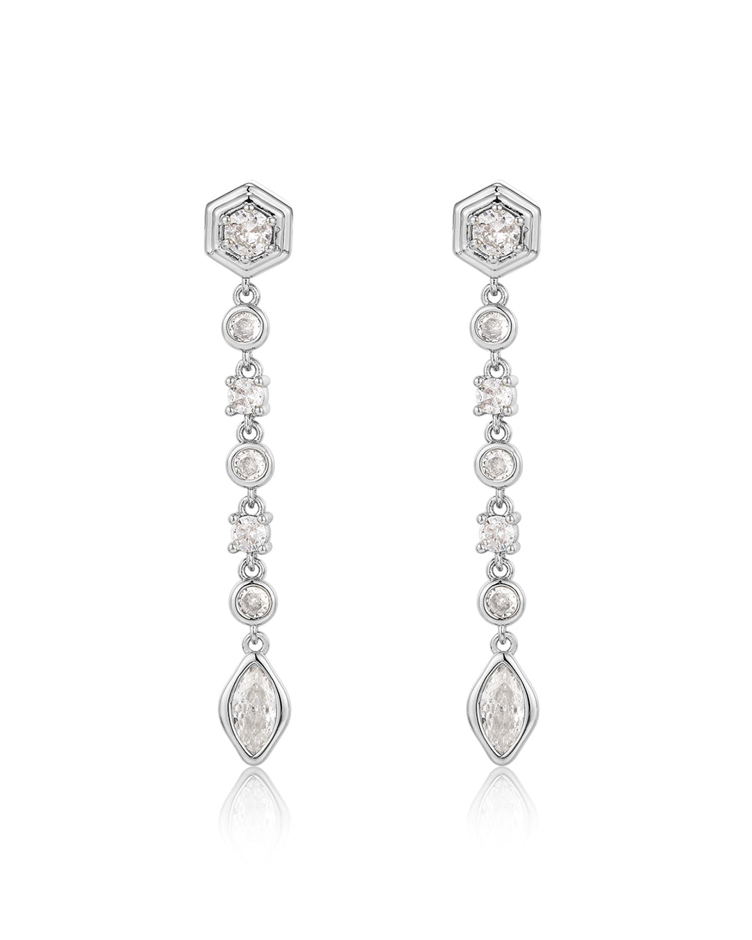 Luv AJ Stellar Bezel Drop Studs- Silver