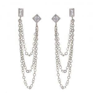 Luv AJ Mixte Cascading Chain Studs- Silver