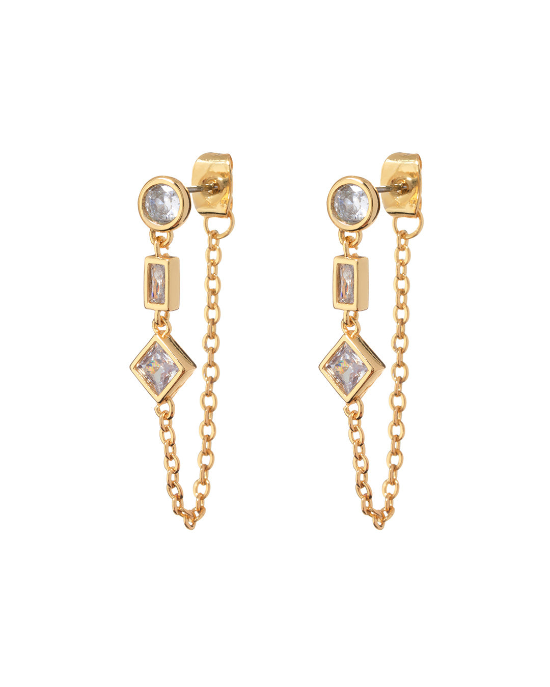 Luv AJ Mixte Chain Studs- Gold