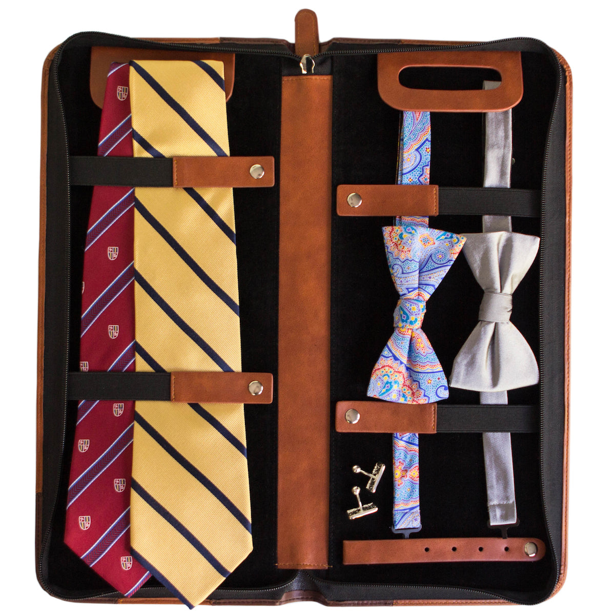 Case Elegance Travel Tie Case - Brown Vegan Leather