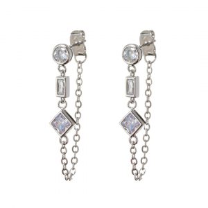 Luv AJ Mixte Chain Studs- Silver