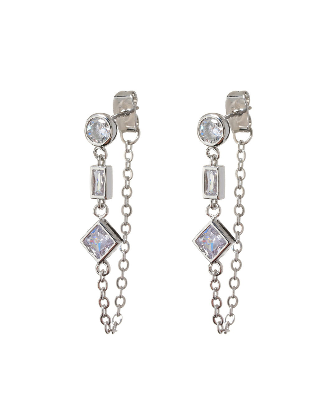 Luv AJ Mixte Chain Studs- Silver