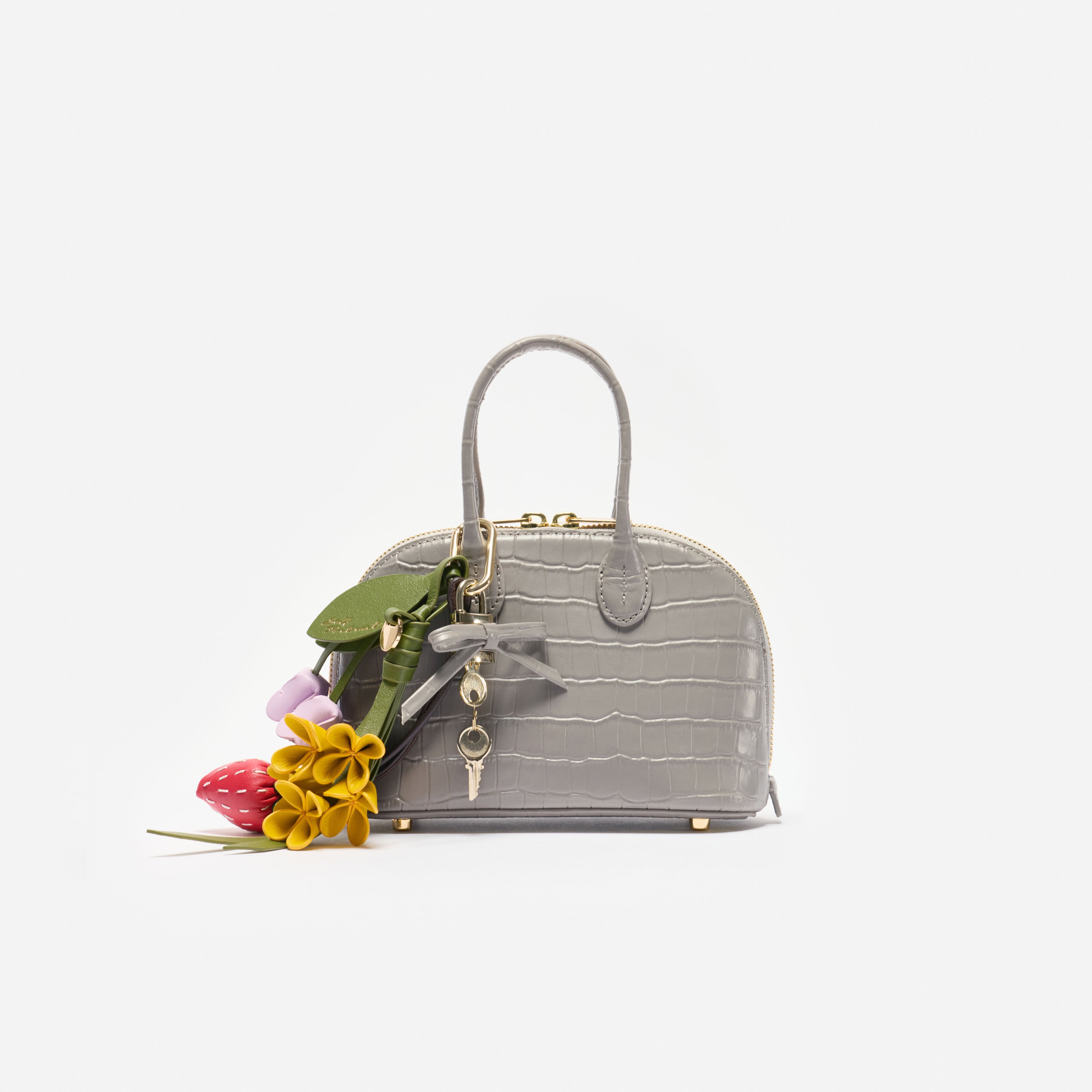 Self Portrait Embossed Leather Grey Mini Bag