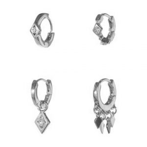 Luv AJ Evil Eye Hoop Huggies - Silver