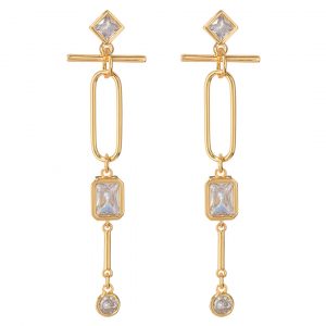 Luv AJ Mixte Drop Statement Earrings- Gold