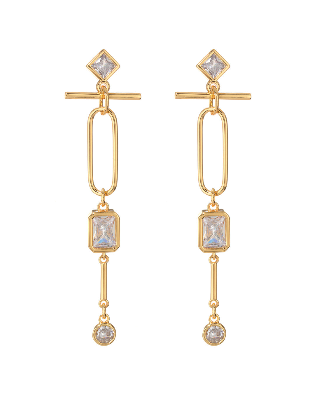 Luv AJ Mixte Drop Statement Earrings- Gold