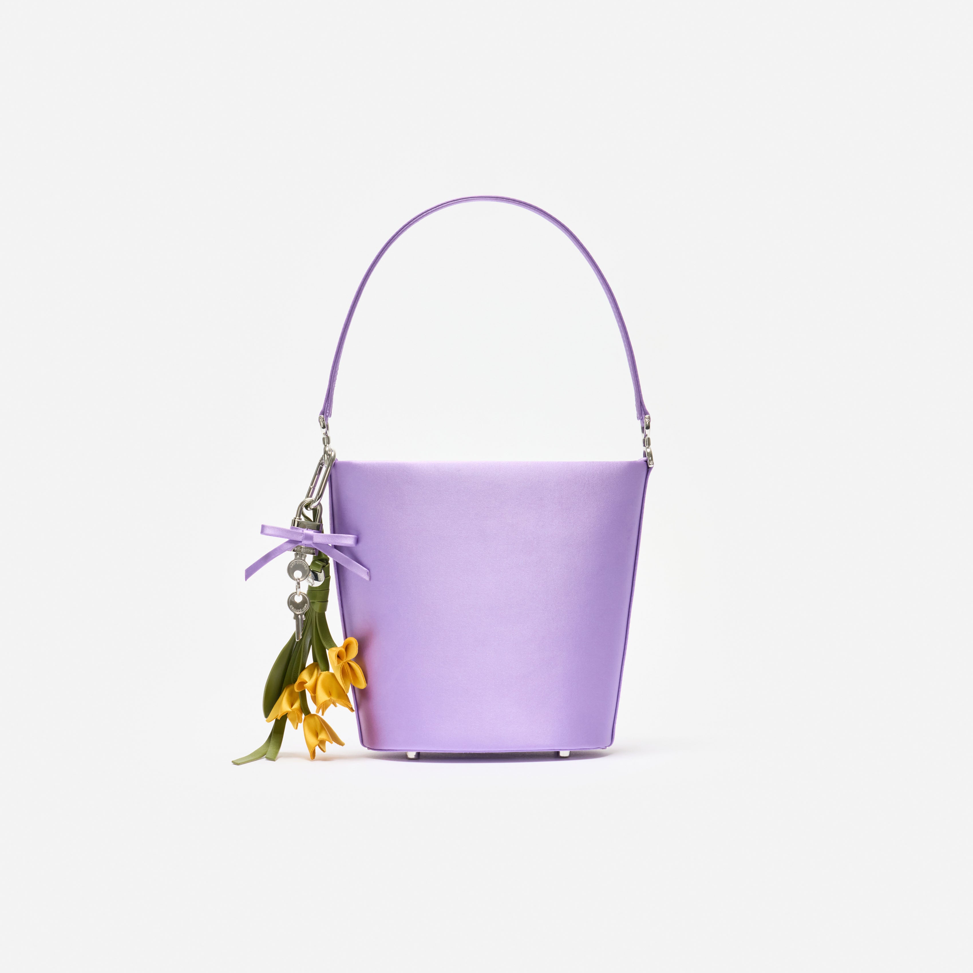 Self Portrait Lilac Satin Bucket Bag