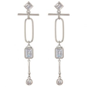 Luv AJ Mixte Drop Statement Earrings- Silver
