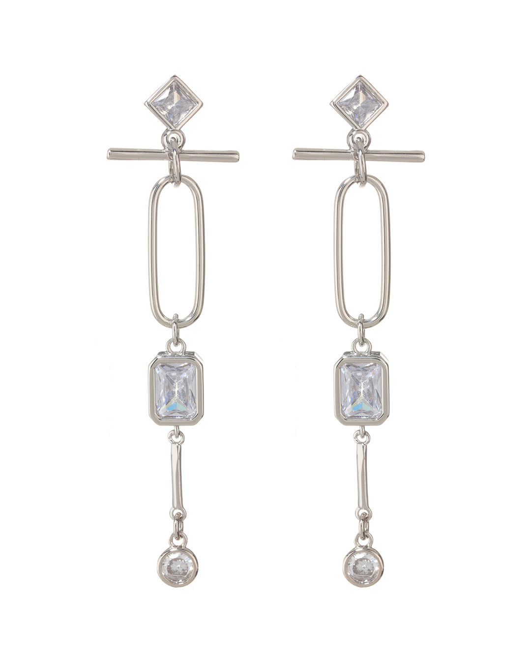 Luv AJ Mixte Drop Statement Earrings- Silver