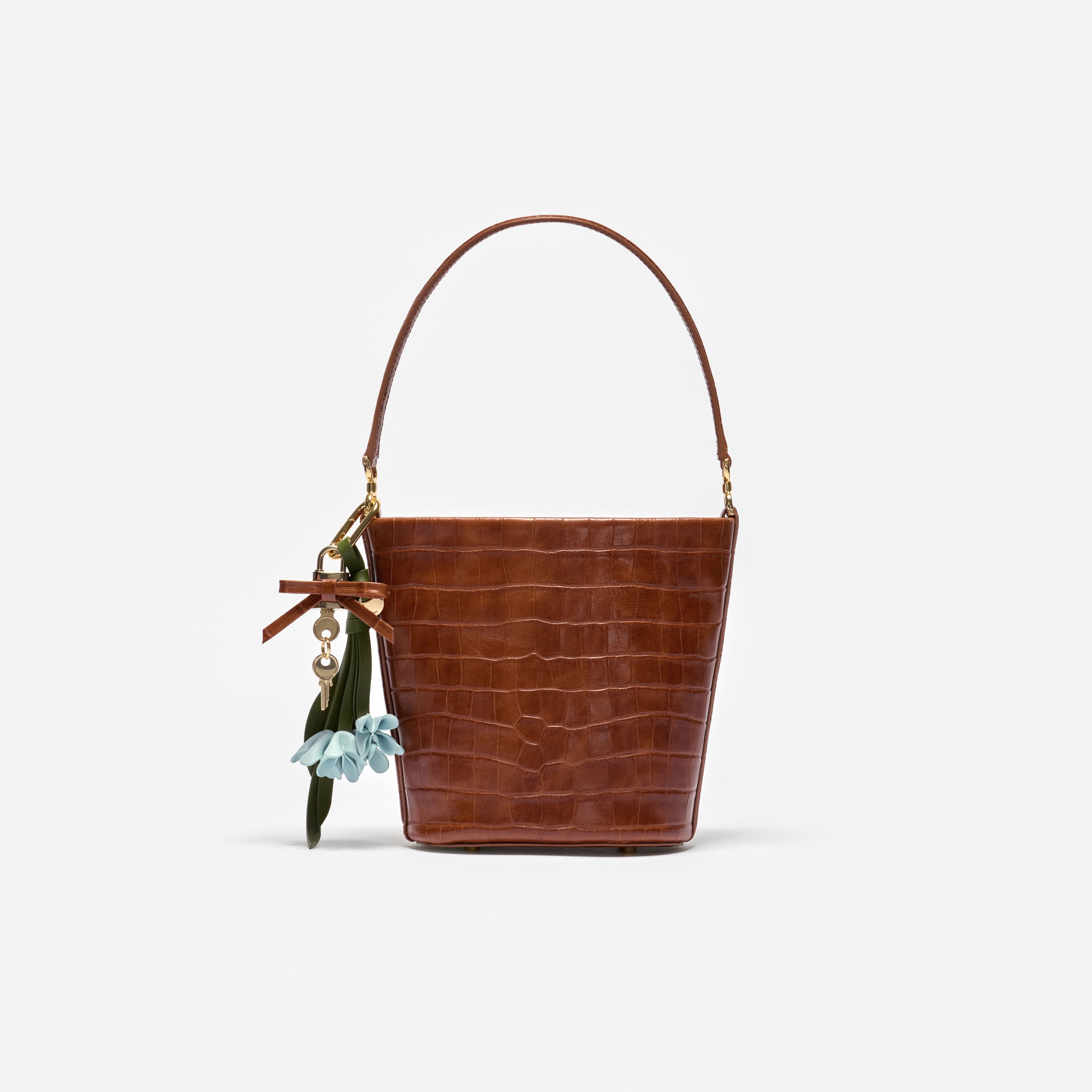 Self Portrait Brown Leather Bucket Bag