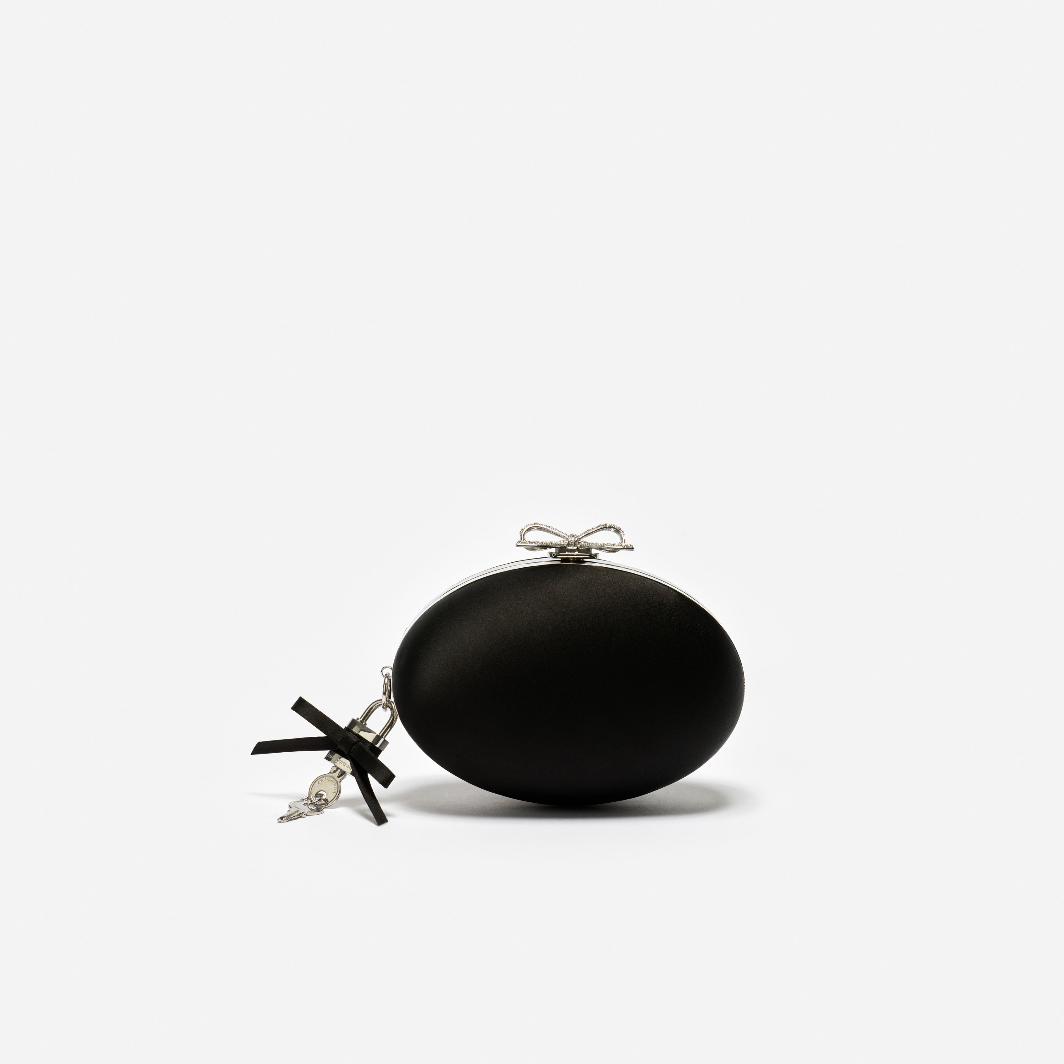 Self Portrait Black Satin Oval Clutch