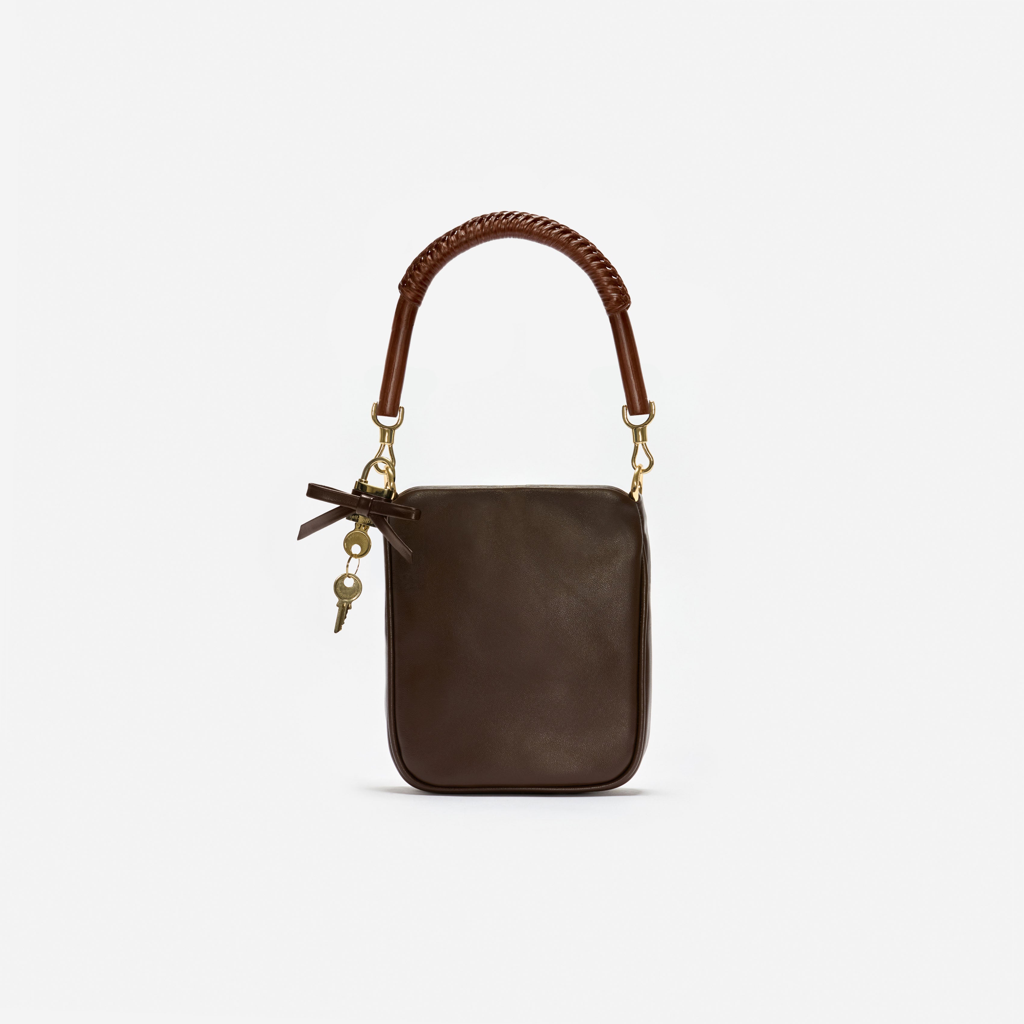 Self Portrait Brown Leather Mini Tote Bag
