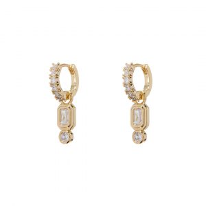 Luv AJ Pyramid Bezel Huggies- Gold