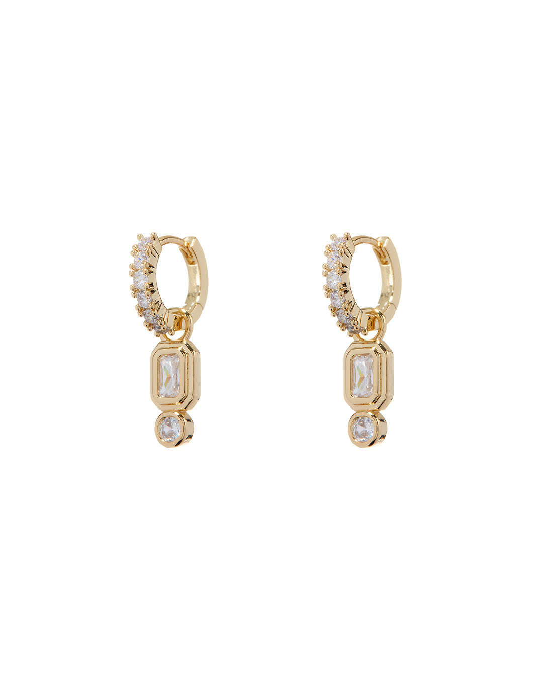 Luv AJ Pyramid Bezel Huggies- Gold
