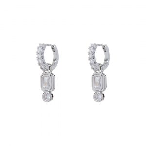 Luv AJ Pyramid Bezel Huggies- Silver