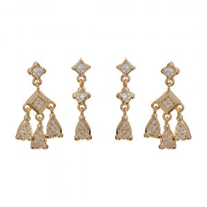 Luv AJ Bezel Charm Studs Set- Gold