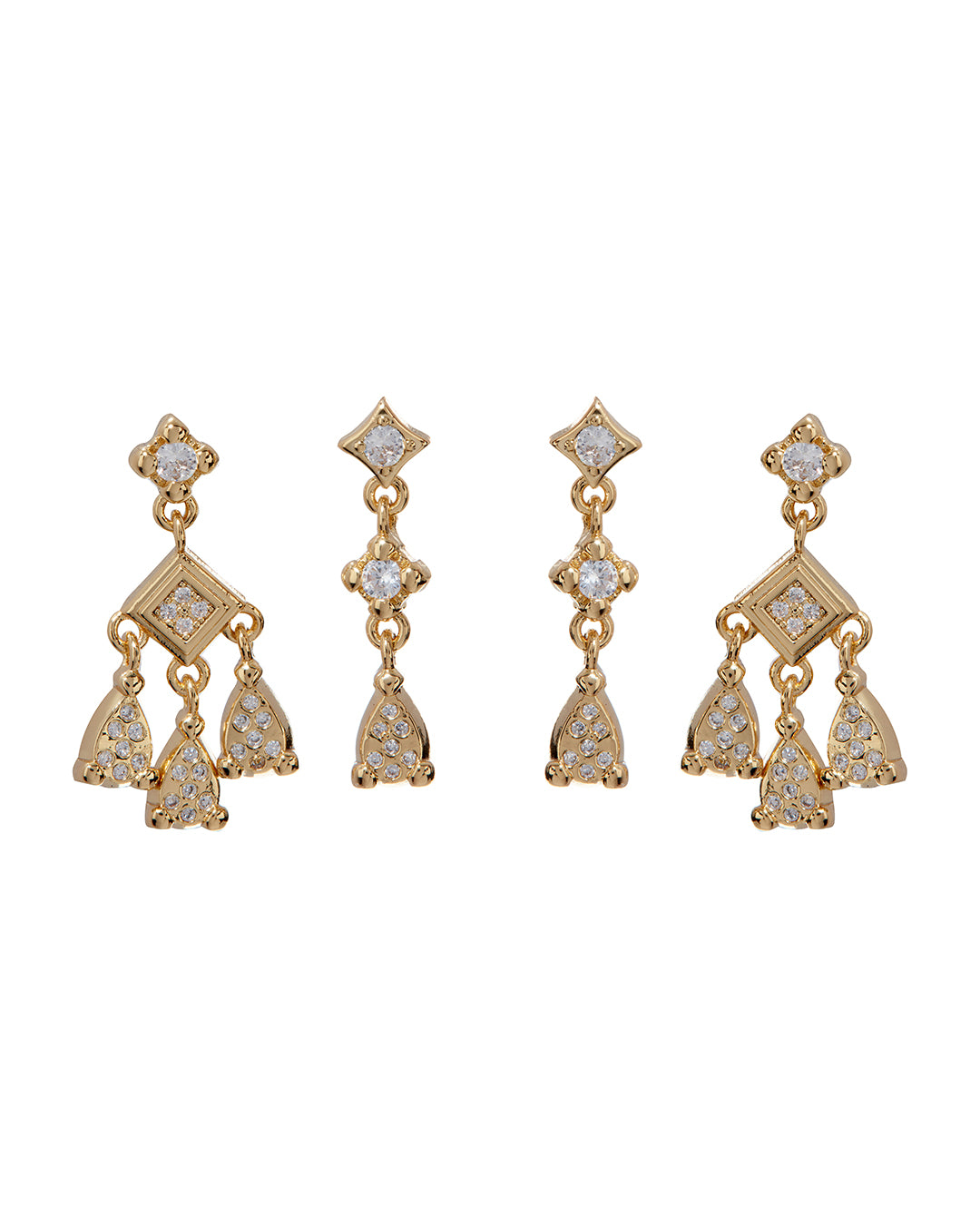 Luv AJ Bezel Charm Studs Set- Gold