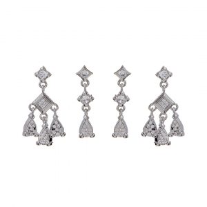 Luv AJ Bezel Charm Studs Set- Silver