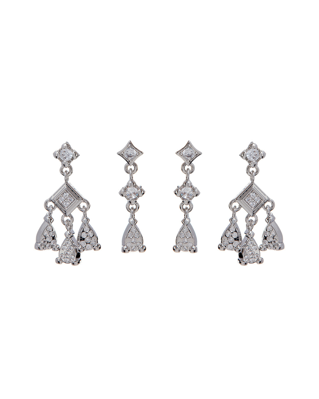 Luv AJ Bezel Charm Studs Set- Silver