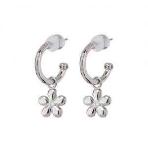 Luv AJ Diamonte Daisy Hoops- Silver