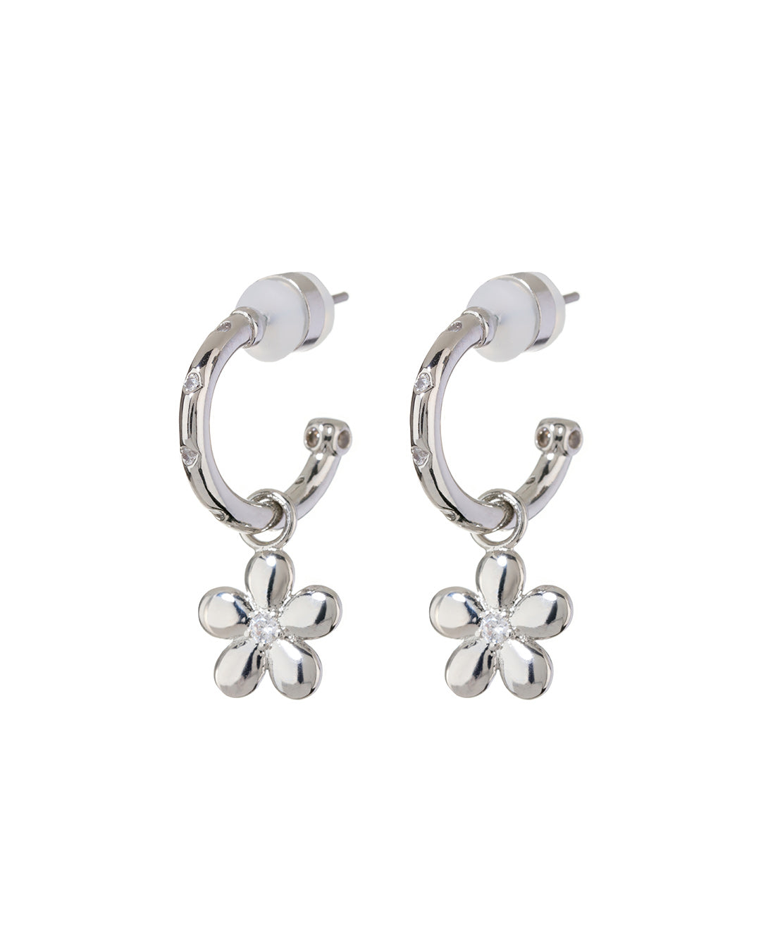 Luv AJ Diamonte Daisy Hoops- Silver