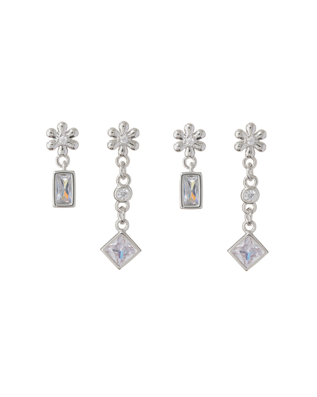 Luv AJ Daisy Chain Studs Set- Silver