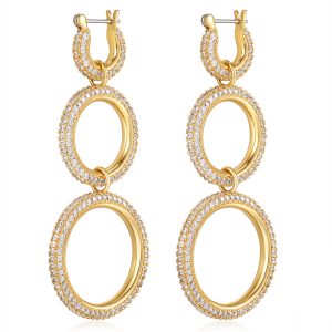Luv AJ Triple Pave Hoops- Gold