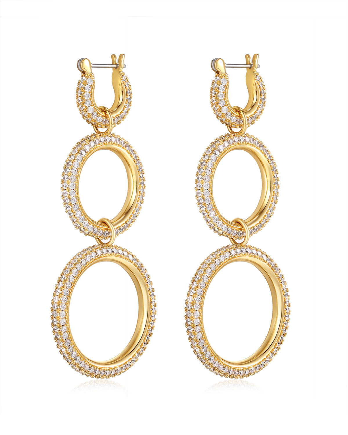 Luv AJ Triple Pave Hoops- Gold