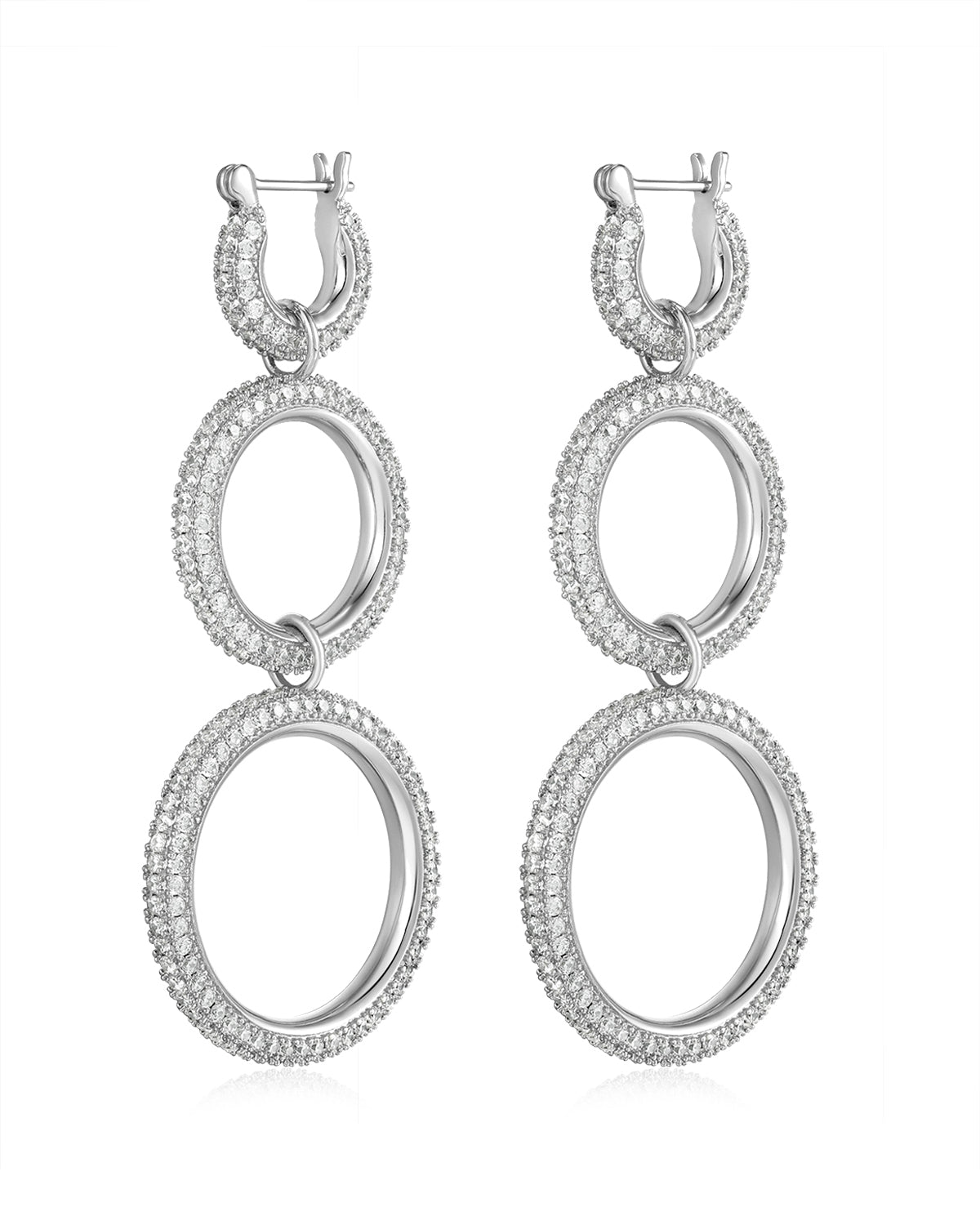 Luv AJ Triple Pave Hoops- Silver